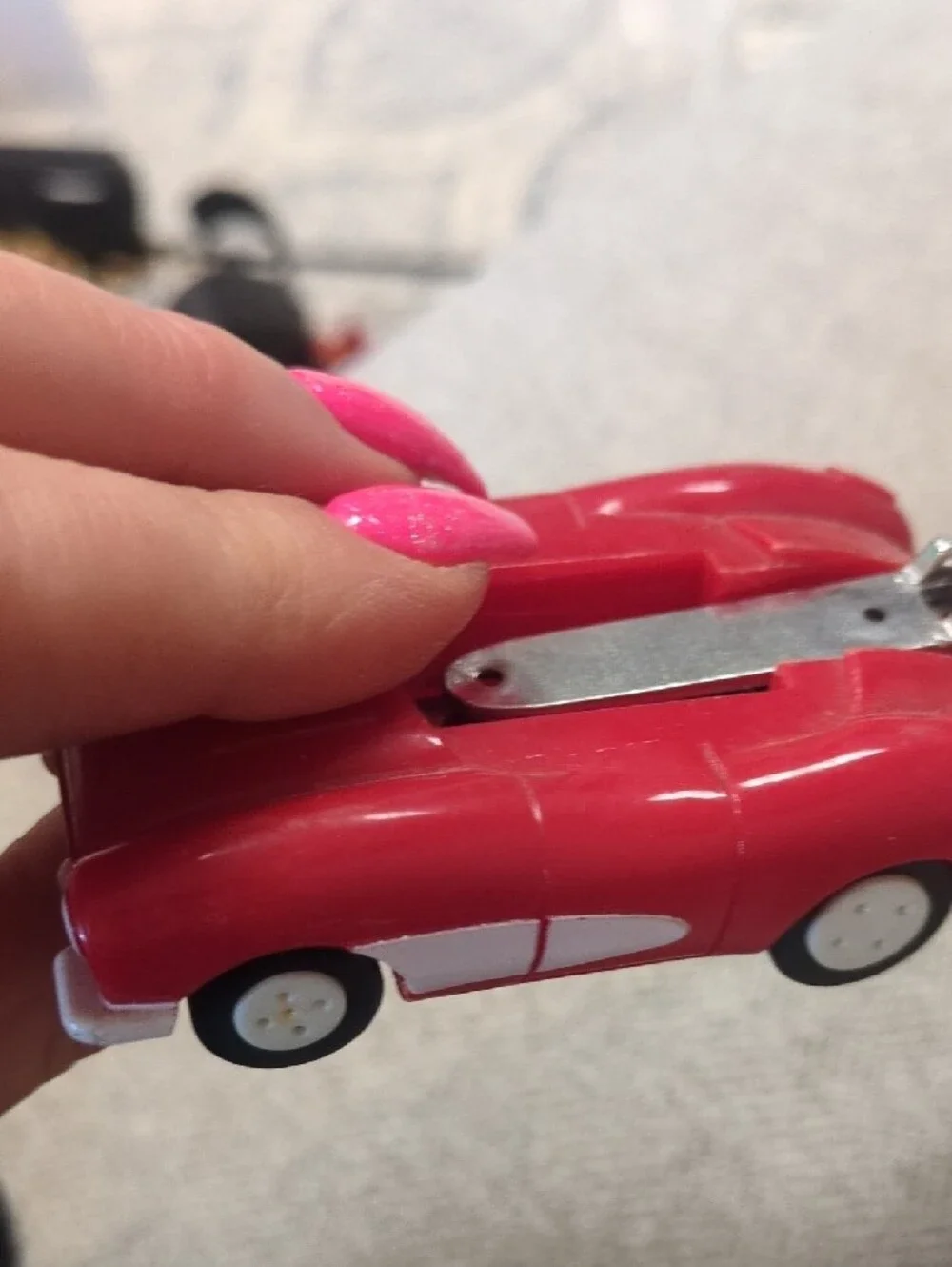 Red Wind-Up Kids Toy Car with Nail Clippers